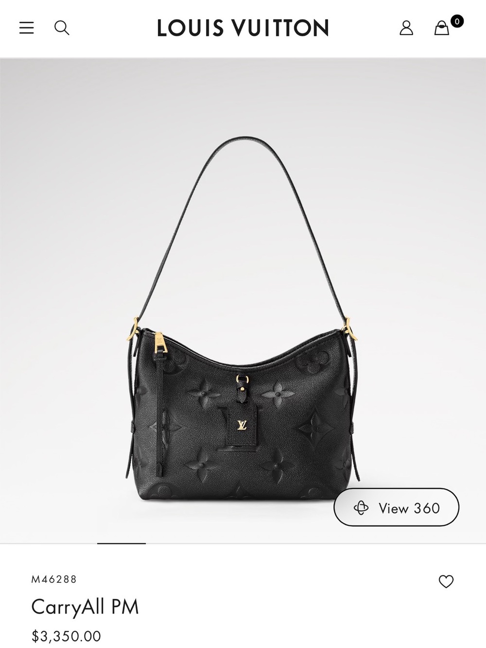 Louis Vuitton Black CarryAll PM Monogram Shoulder Bag with Gold Hardware